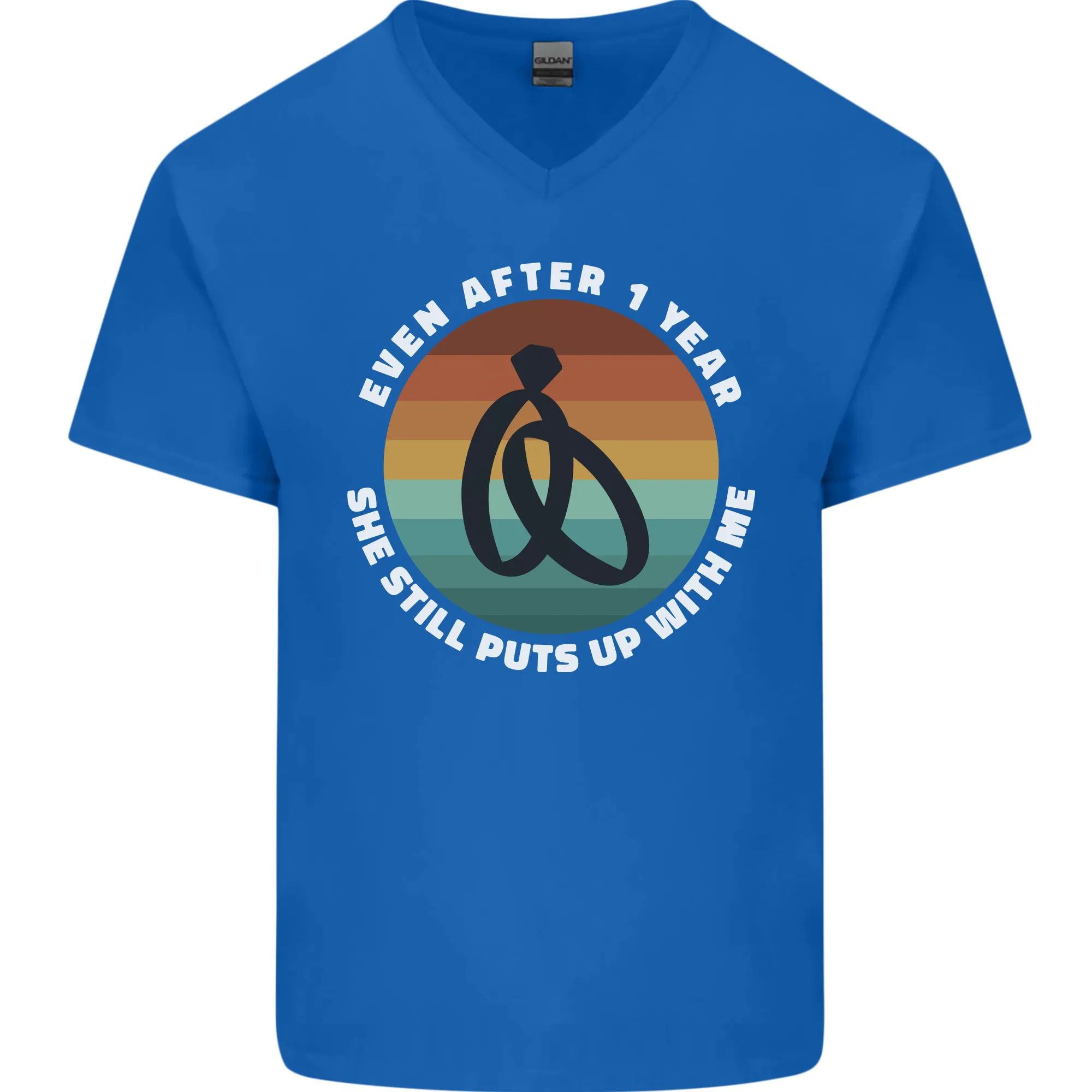 1 Year Wedding Anniversary 1st Marriage Mens V-Neck Cotton T-Shirt
