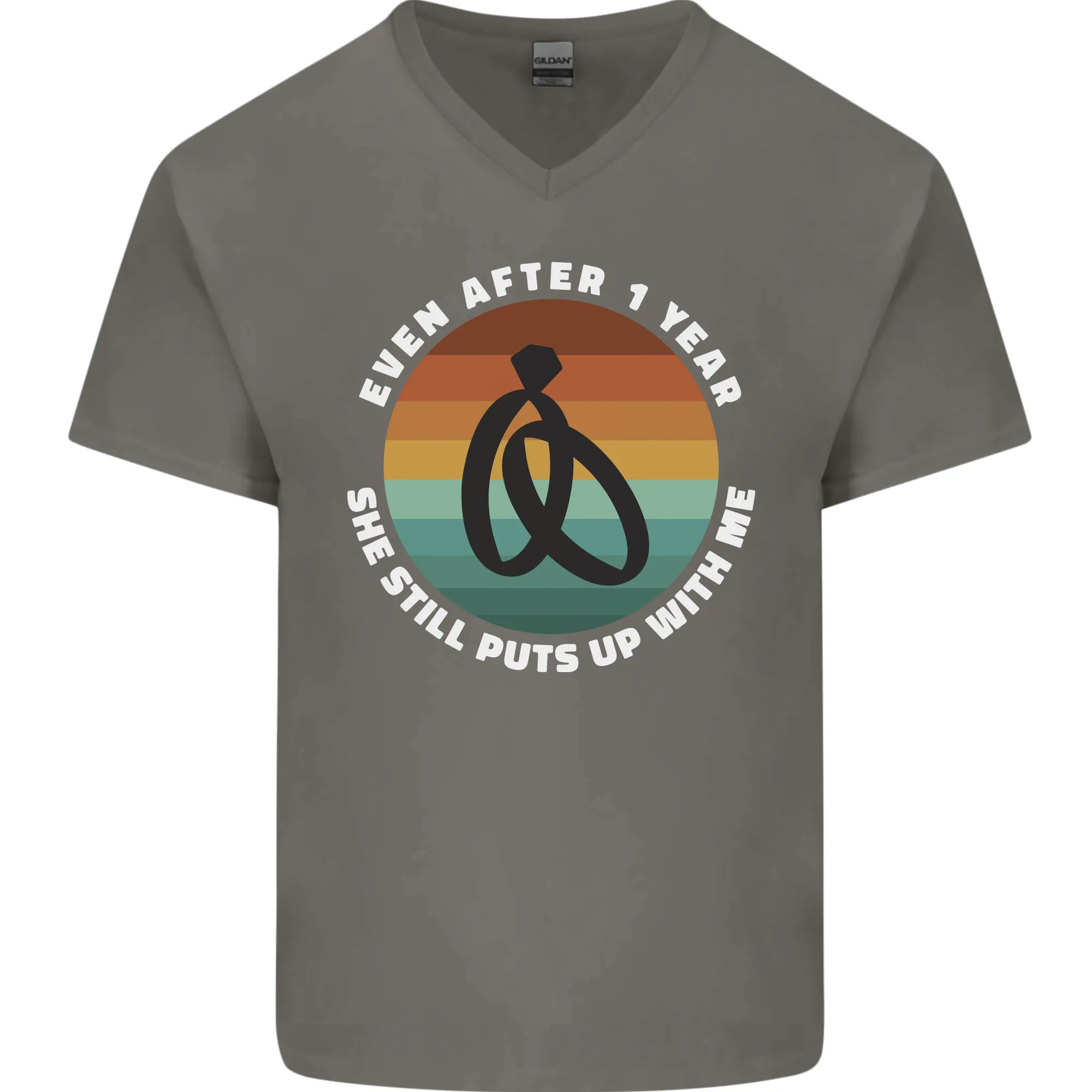 1 Year Wedding Anniversary 1st Marriage Mens V-Neck Cotton T-Shirt