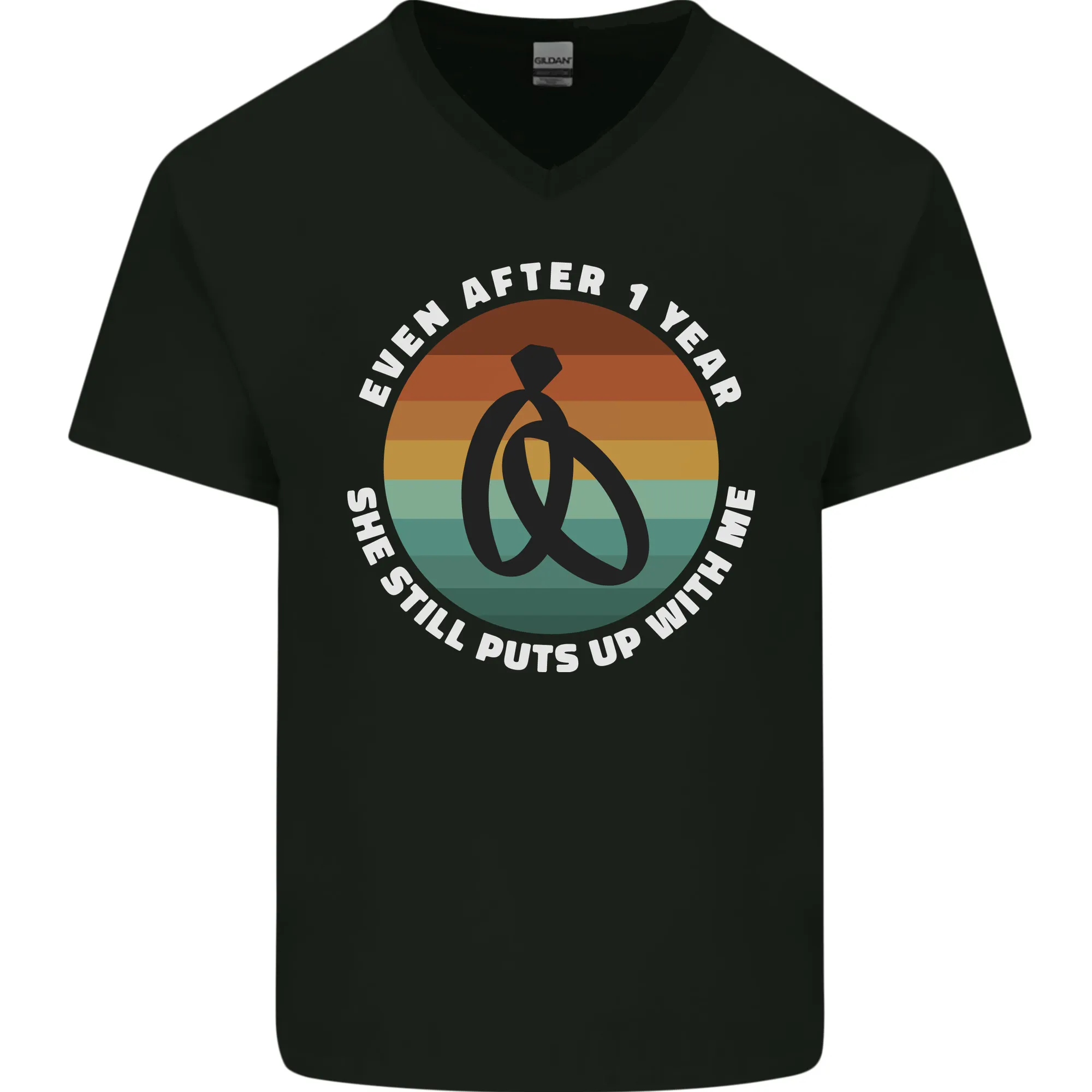 1 Year Wedding Anniversary 1st Marriage Mens V-Neck Cotton T-Shirt