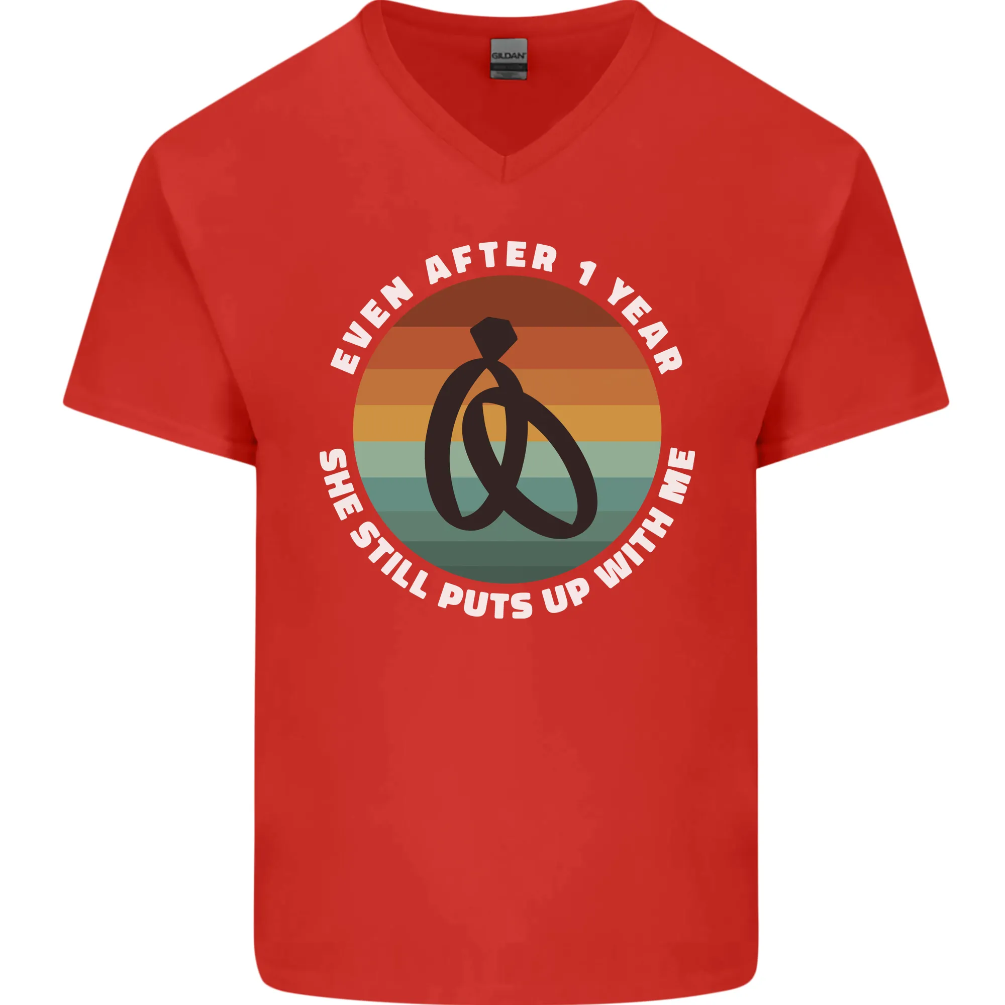 1 Year Wedding Anniversary 1st Marriage Mens V-Neck Cotton T-Shirt