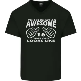 16th Birthday 16 Year Old This Is What Mens V-Neck Cotton T-Shirt