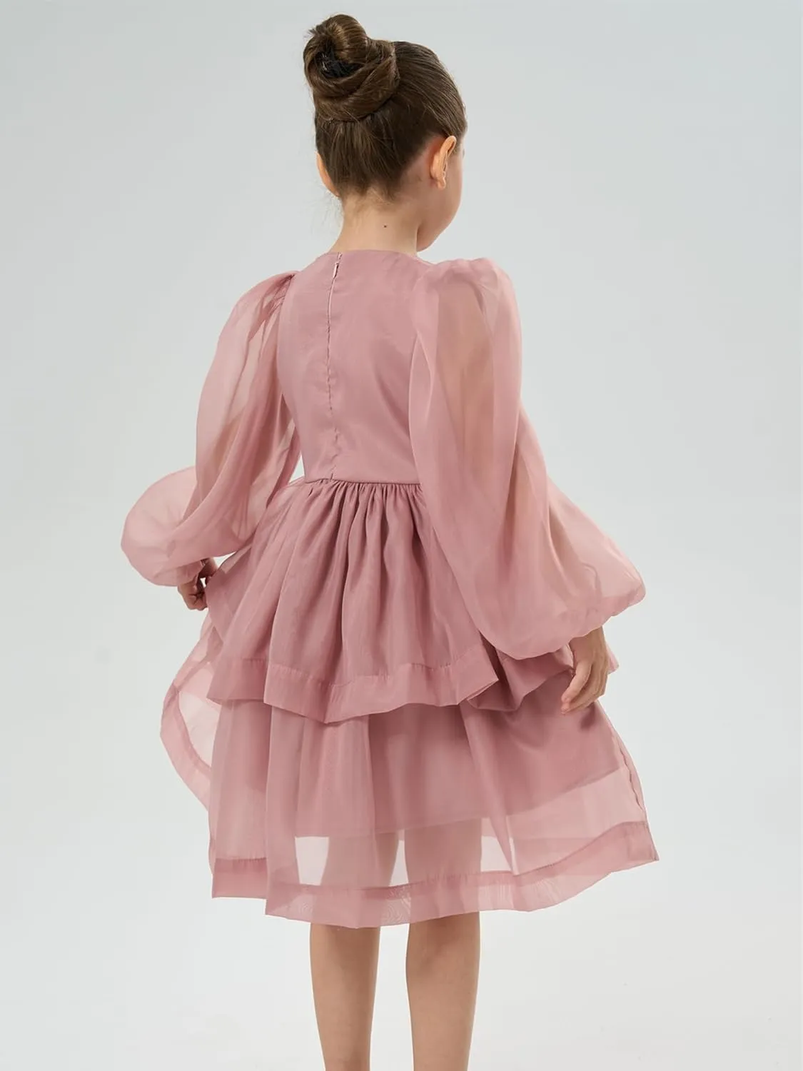 2Bunnies Girl Baby Toddler Puff Sleeve Organza Tulle Tutu Twirly Babydoll Flare Ball Gown Princess Flower Girl Dress