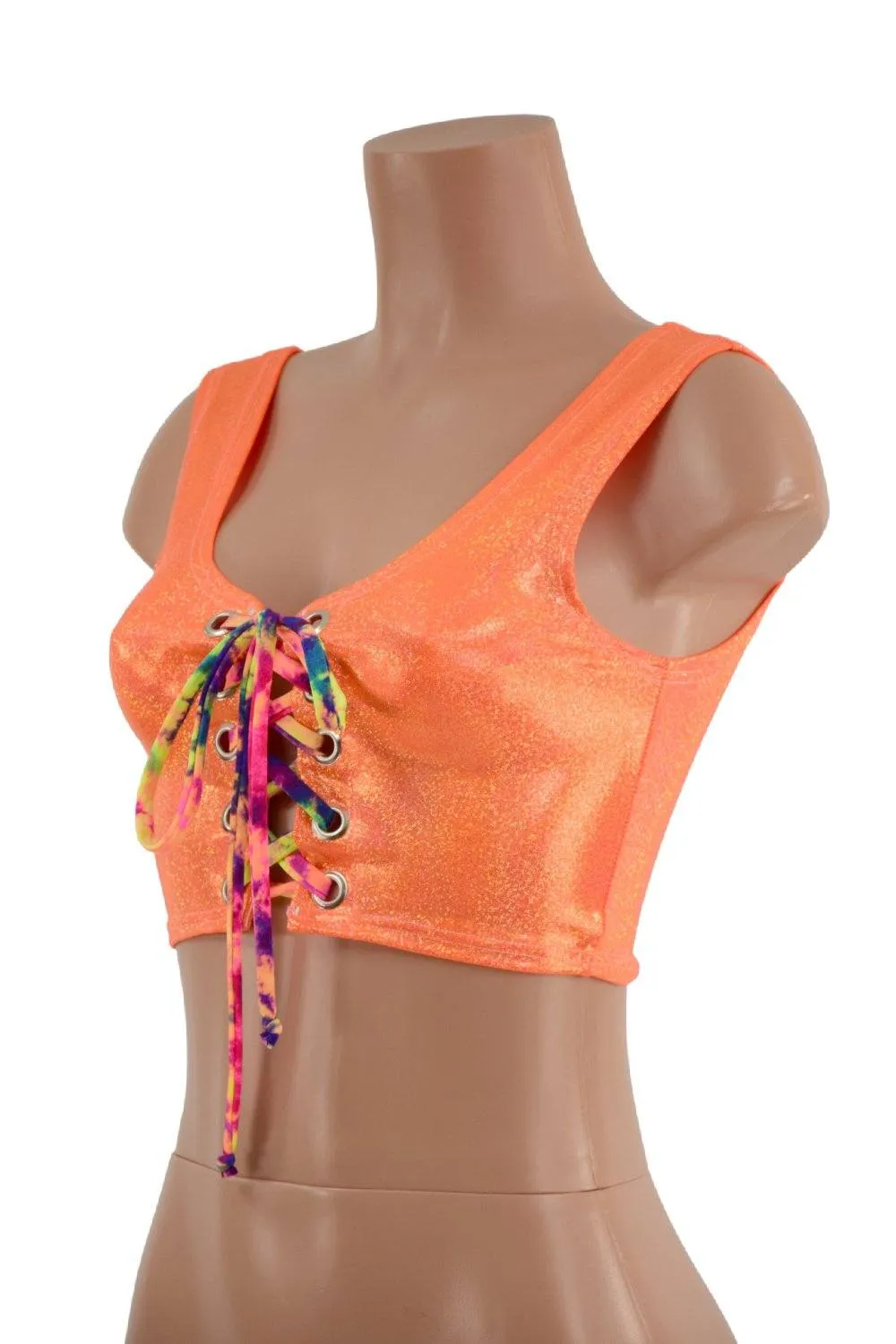 2PC Neon Suspender Romper Set