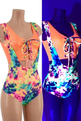 2PC Neon Suspender Romper Set