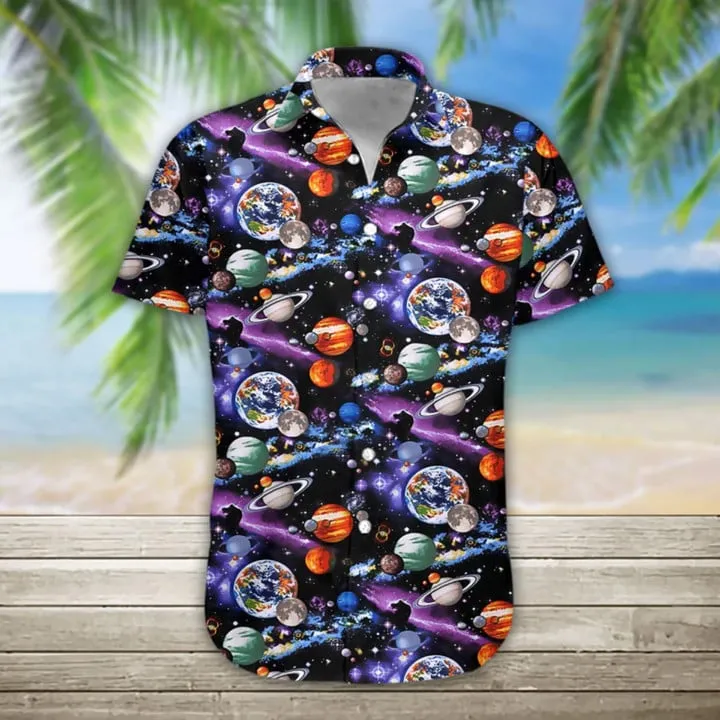 3d Planet Solar System Hawaiian Shirt, Hawaiian Shirts For Men Print Button Down Shirt, Hawaiian Shirt For Woman