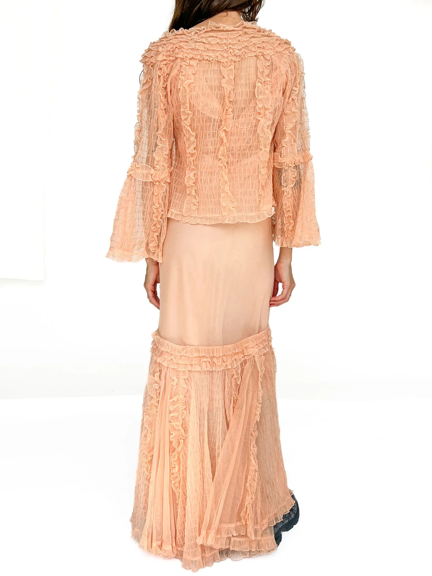 Antique 1900s Peach Tulle Set (S)