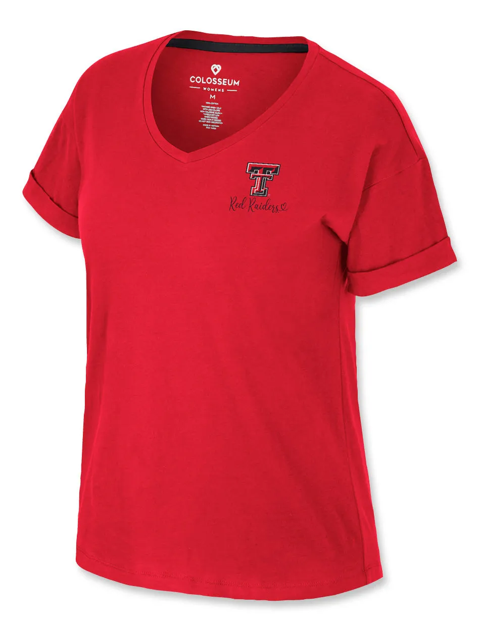 *Arena Texas Tech "Tiara" Oversized V-Neck T-Shirt