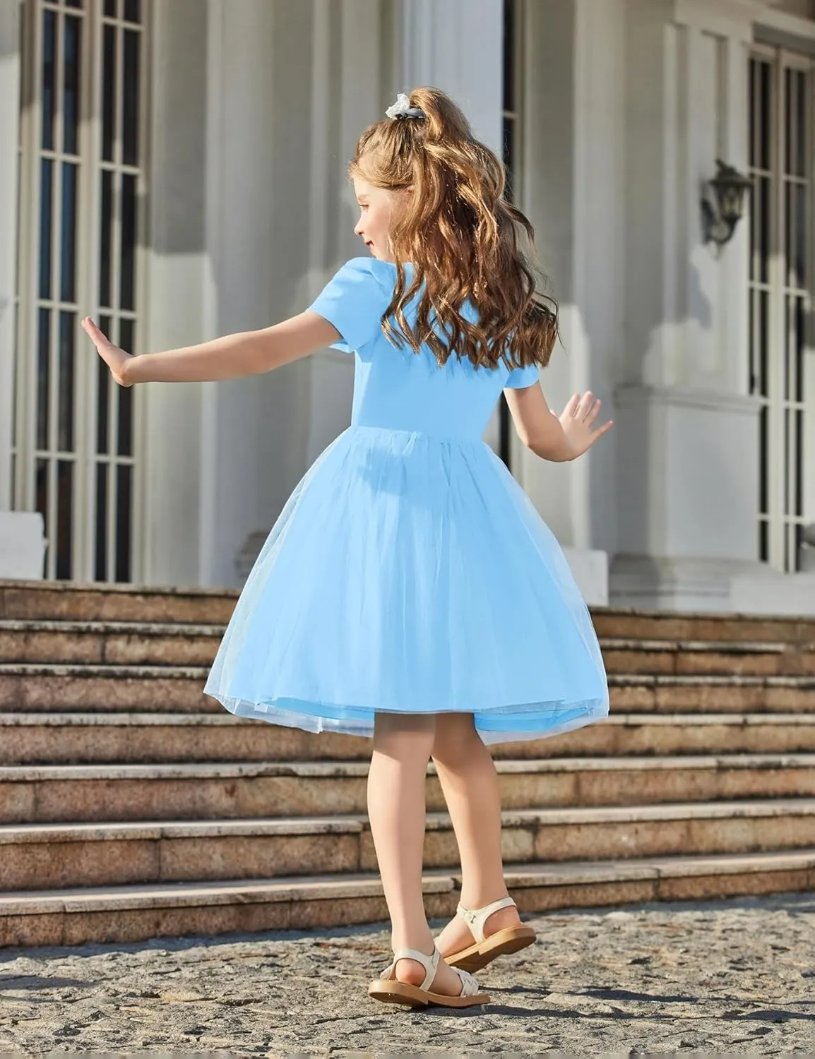 Arshiner Toddler Girls Tutu Dresses Party Formal Birthday Summer Puff Short Sleeve Tulle Little Girls Dress