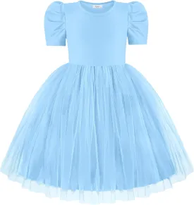 Arshiner Toddler Girls Tutu Dresses Party Formal Birthday Summer Puff Short Sleeve Tulle Little Girls Dress
