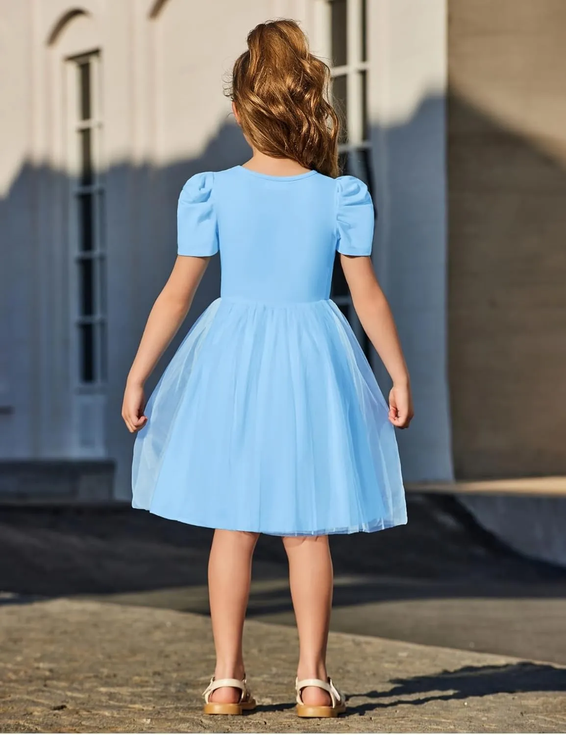 Arshiner Toddler Girls Tutu Dresses Party Formal Birthday Summer Puff Short Sleeve Tulle Little Girls Dress