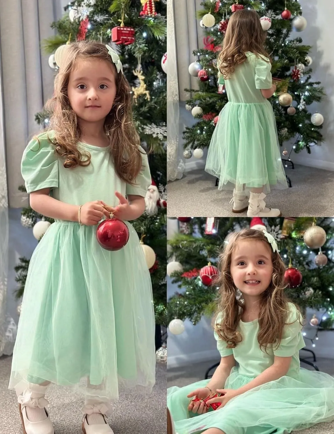 Arshiner Toddler Girls Tutu Dresses Party Formal Birthday Summer Puff Short Sleeve Tulle Little Girls Dress