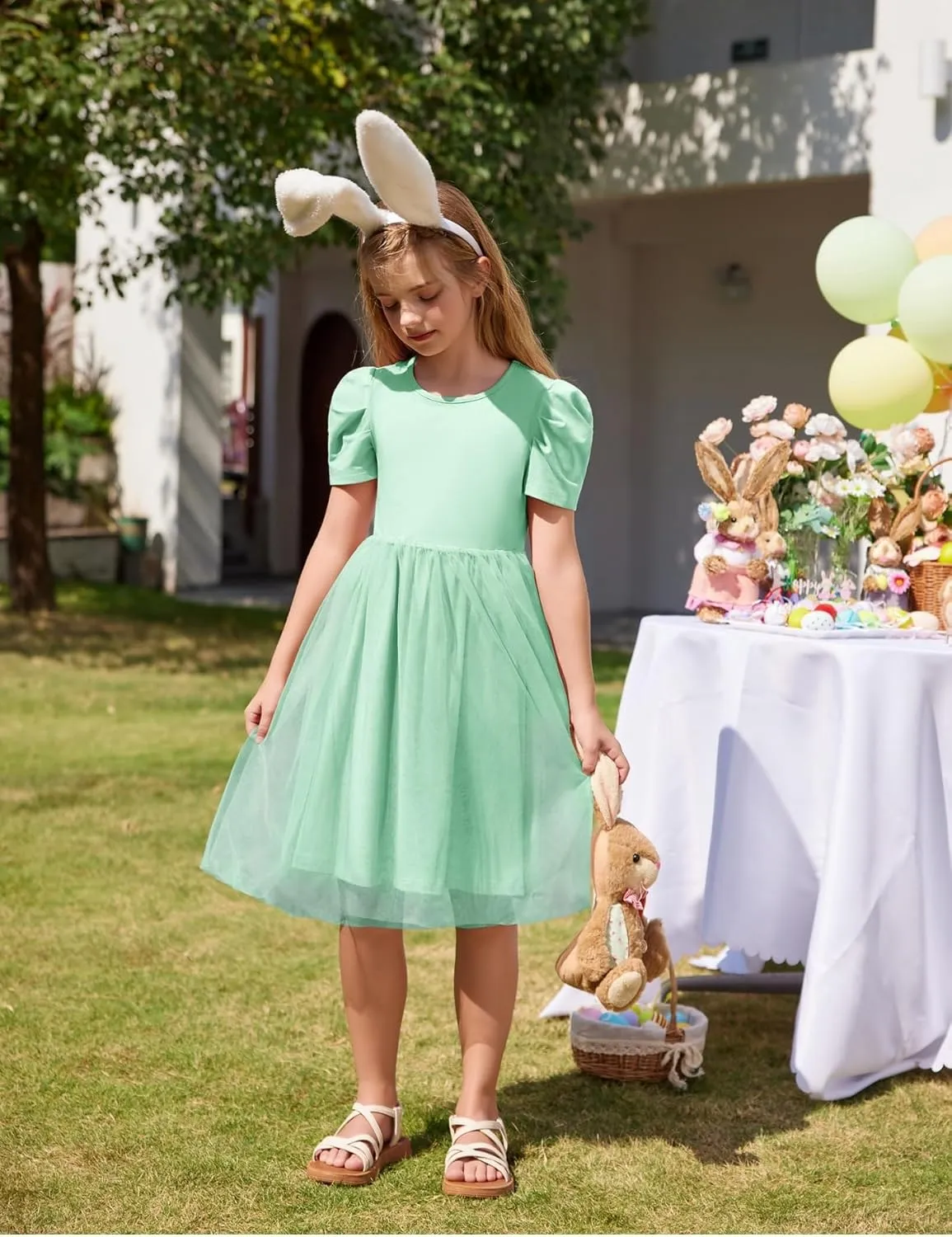 Arshiner Toddler Girls Tutu Dresses Party Formal Birthday Summer Puff Short Sleeve Tulle Little Girls Dress