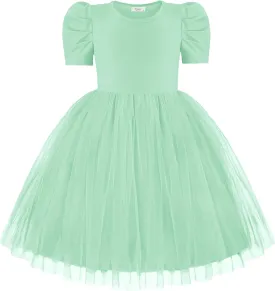 Arshiner Toddler Girls Tutu Dresses Party Formal Birthday Summer Puff Short Sleeve Tulle Little Girls Dress