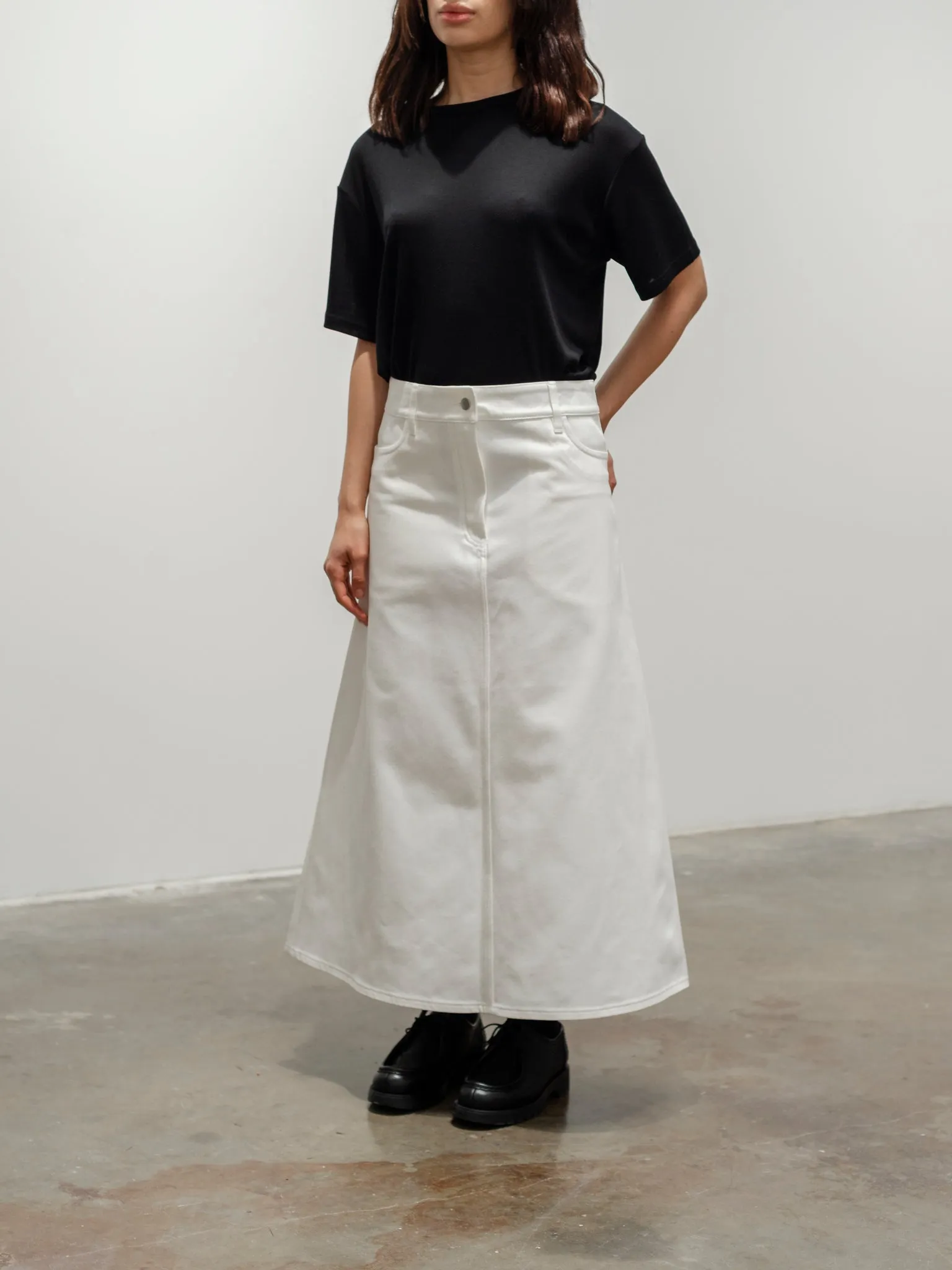 Baringo A-Line Denim Skirt - White