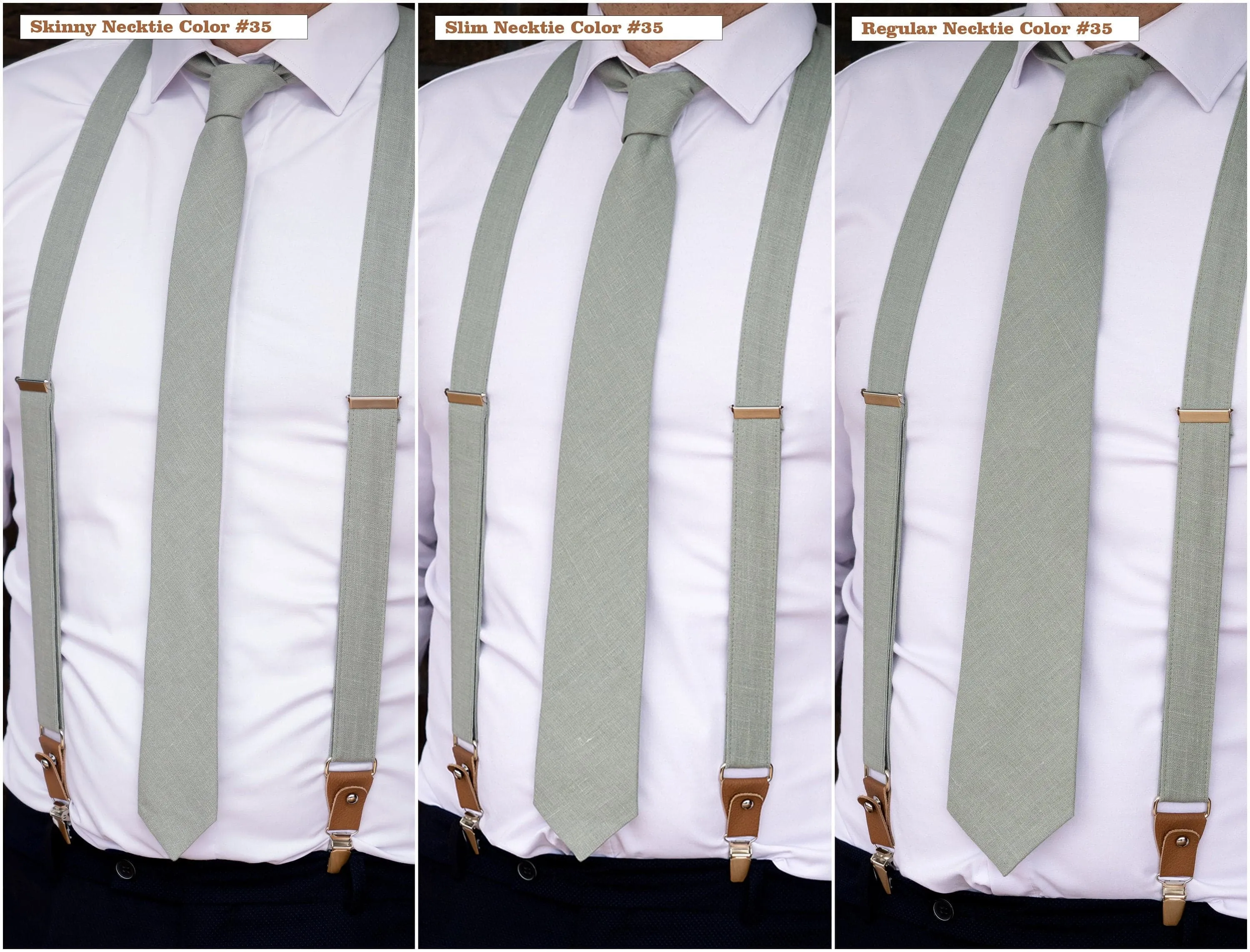 Beige Button and Clip Suspenders for Men - Wedding Suspenders for Groom and Groomsmen