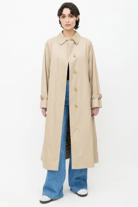 Beige Signature Check Lined Trench Coat