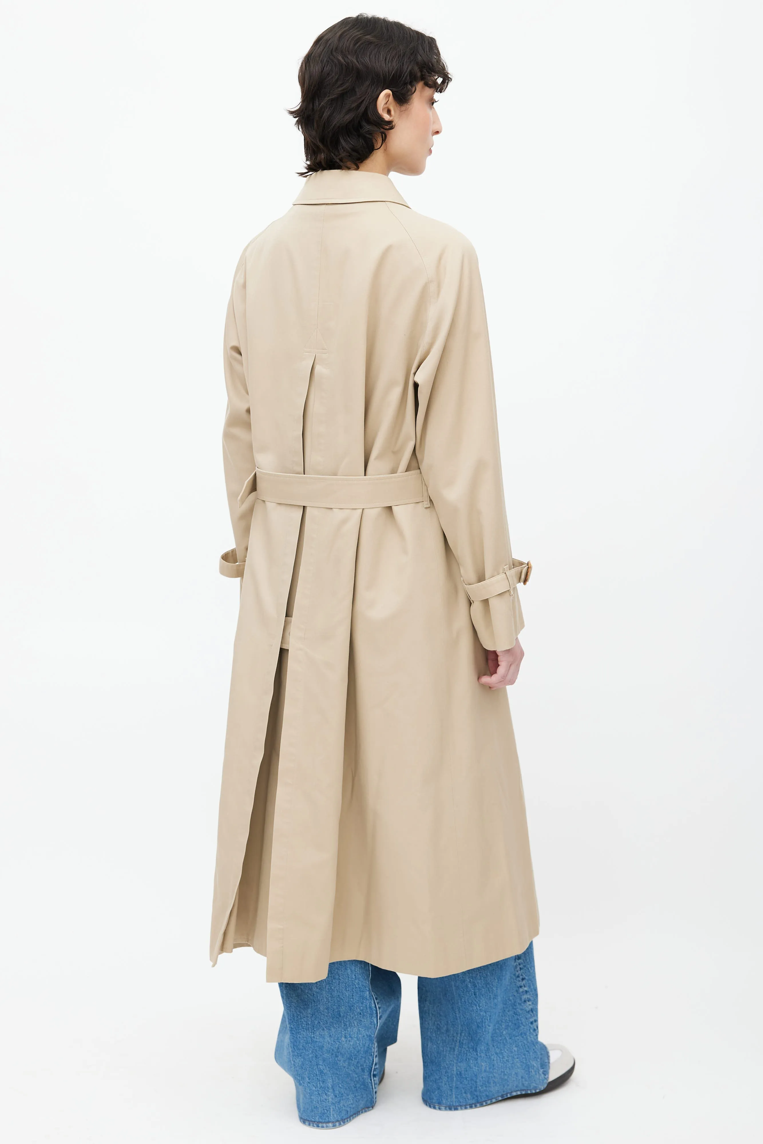 Beige Signature Check Lined Trench Coat
