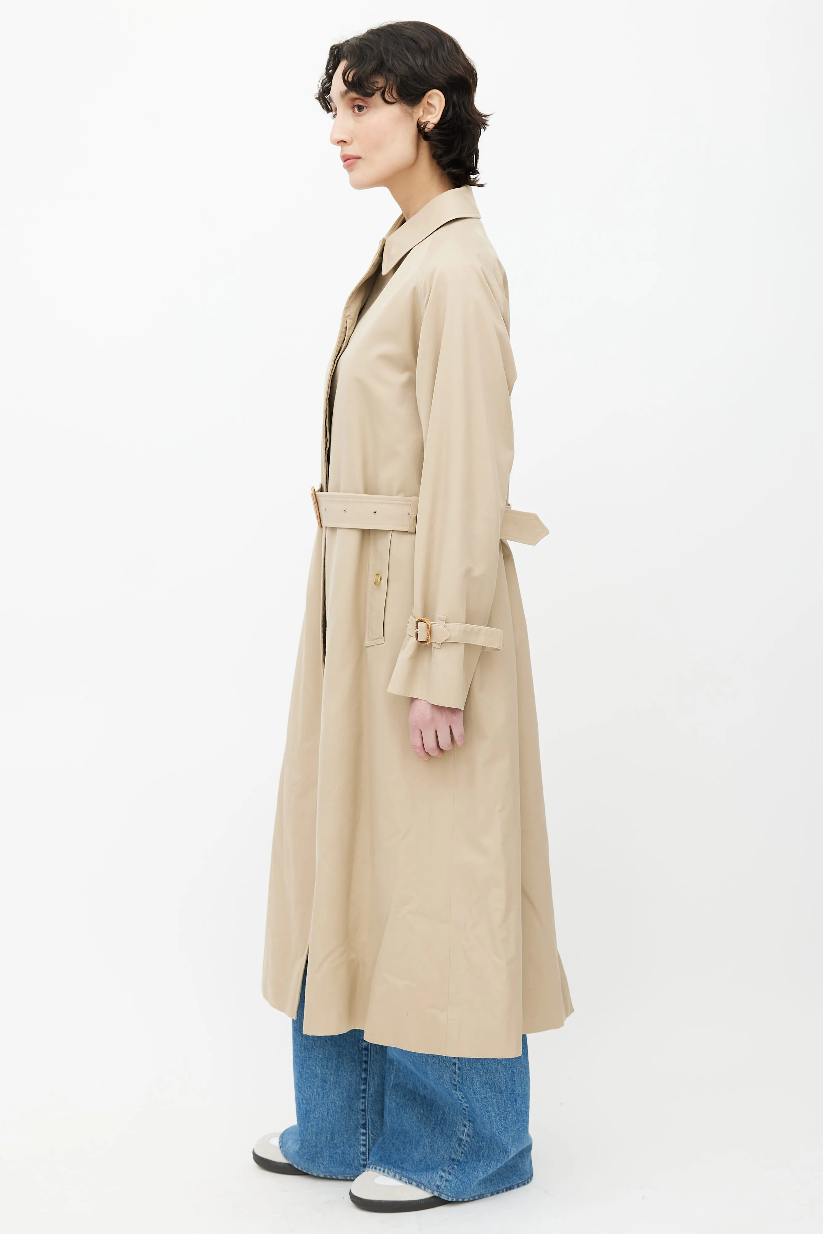 Beige Signature Check Lined Trench Coat