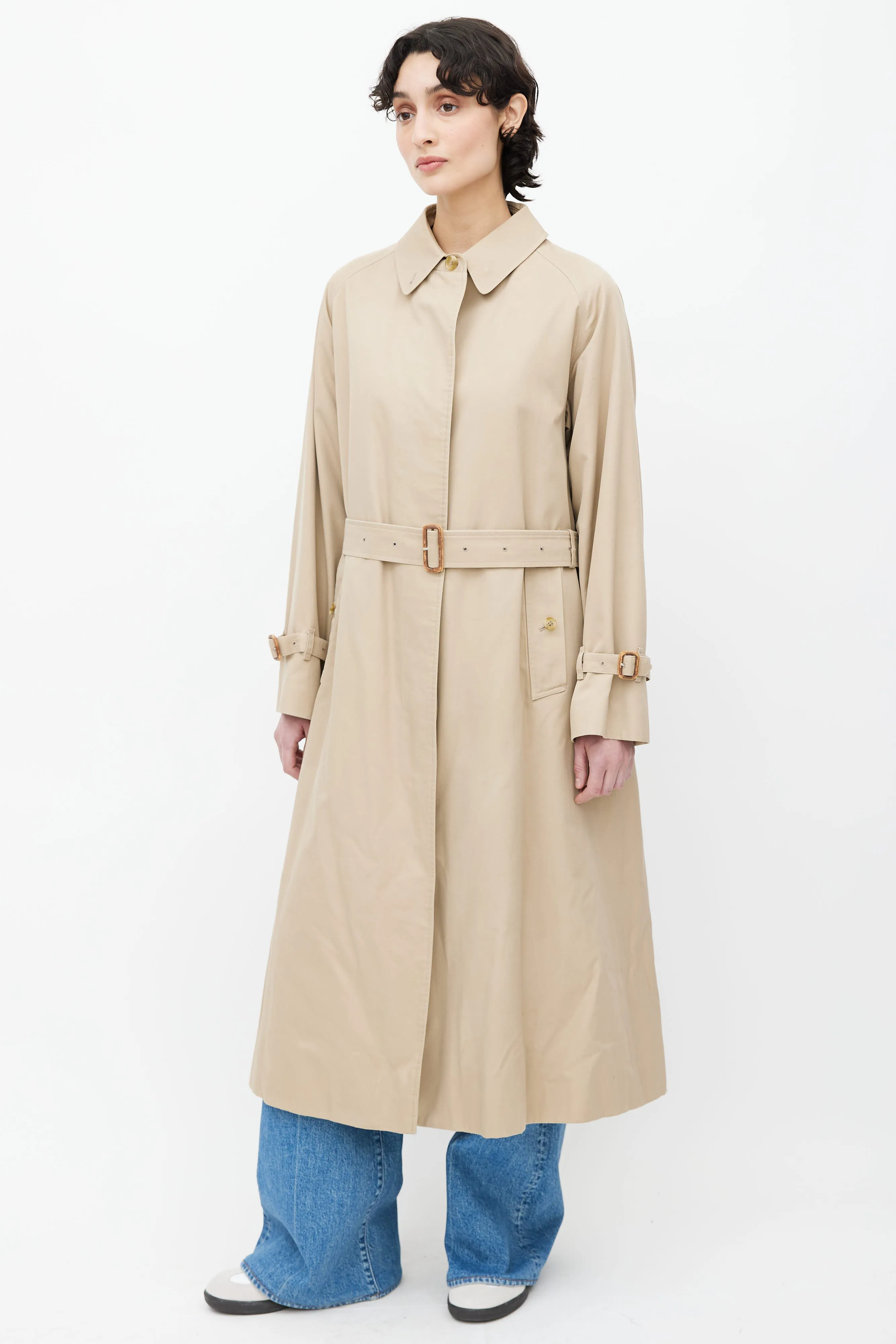Beige Signature Check Lined Trench Coat