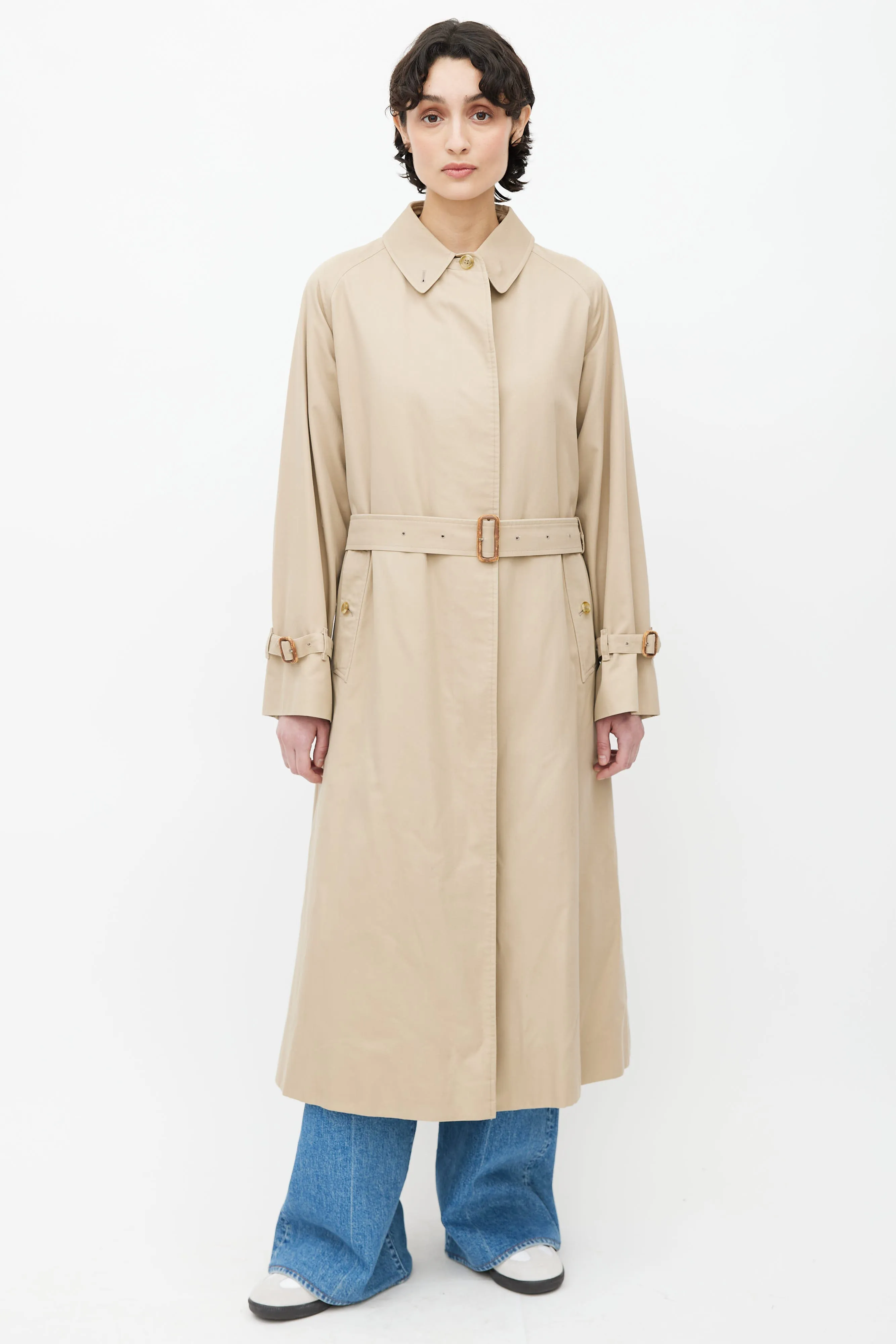 Beige Signature Check Lined Trench Coat