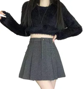 Belted Knit Pencil Skirt for Women, Autumn Winter Office Chic