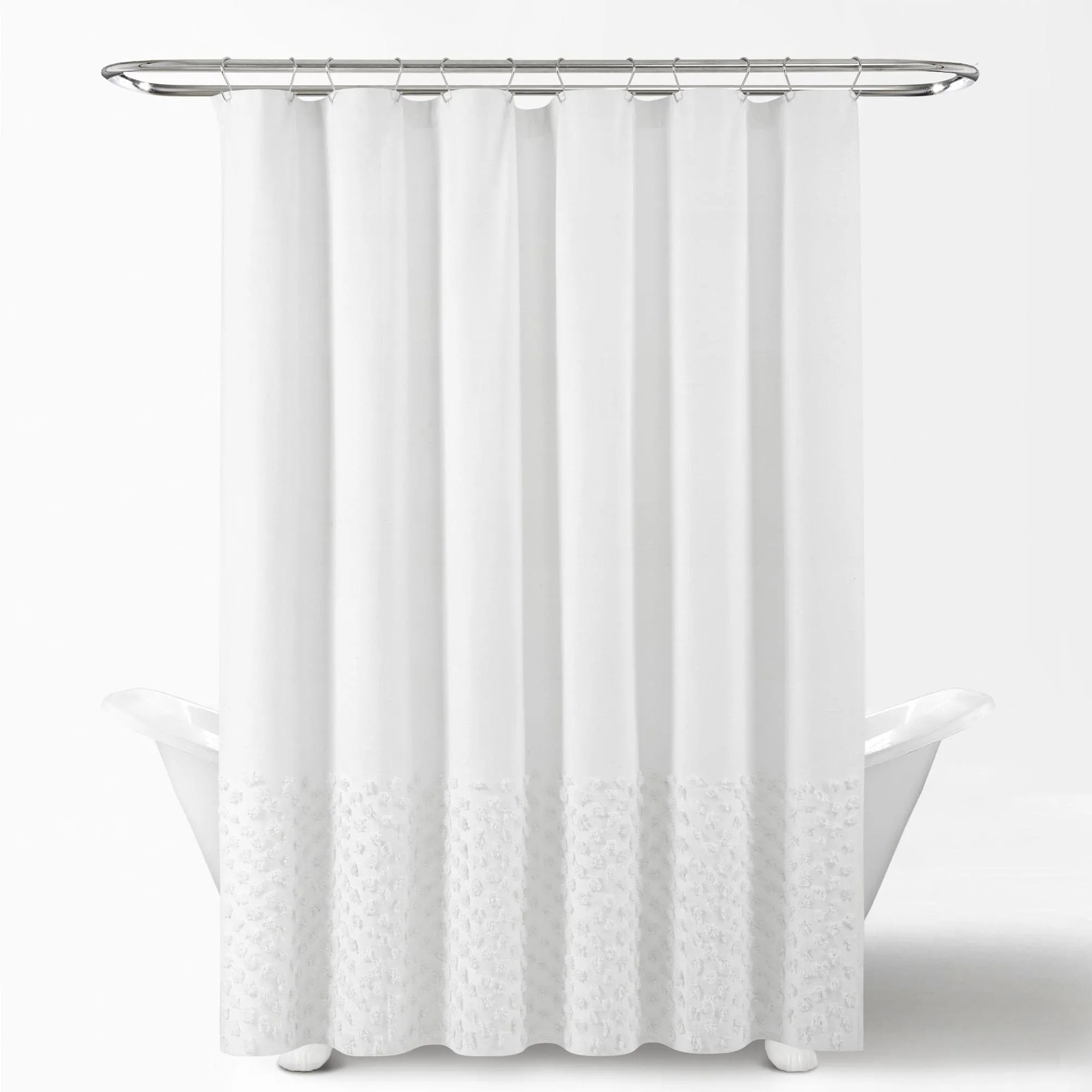 Boho Polka Dot Yarn Dyed Recycled Cotton Shower Curtain