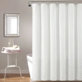 Boho Polka Dot Yarn Dyed Recycled Cotton Shower Curtain