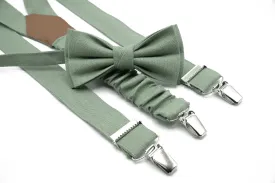 Bright Sage Green Suspender and Bow Tie Set - Wedding, Groomsmen, Men's, Boys', Toddler Sage Suspenders & Bow Tie | Groomsmen Accessories