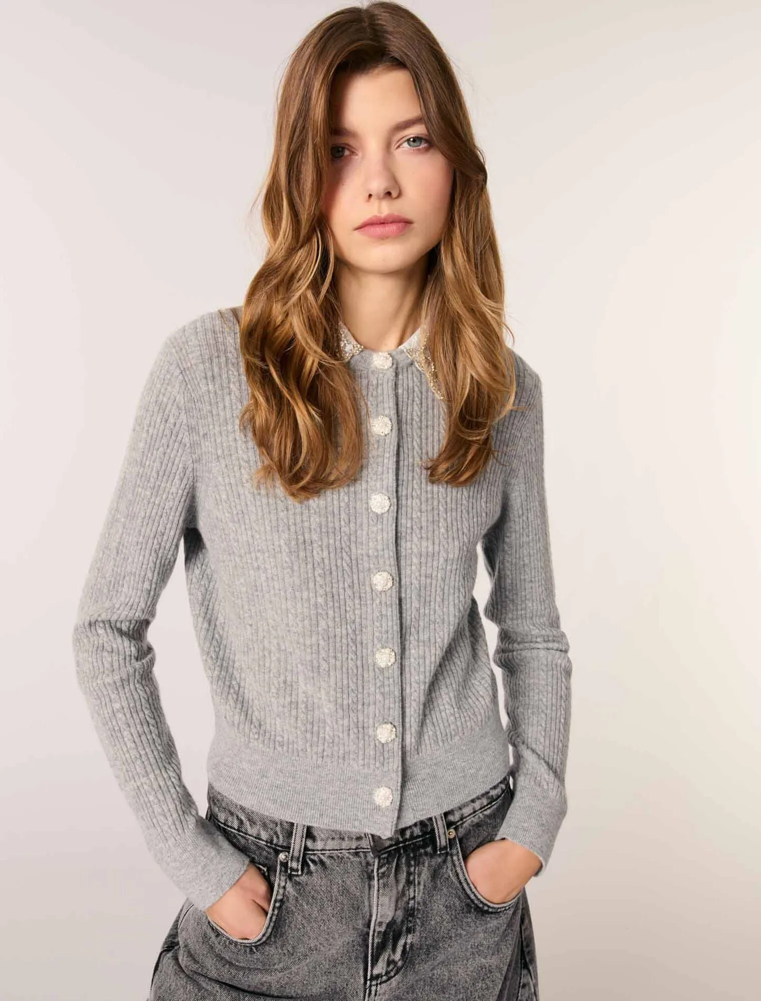 Cardigan With Removable Collar