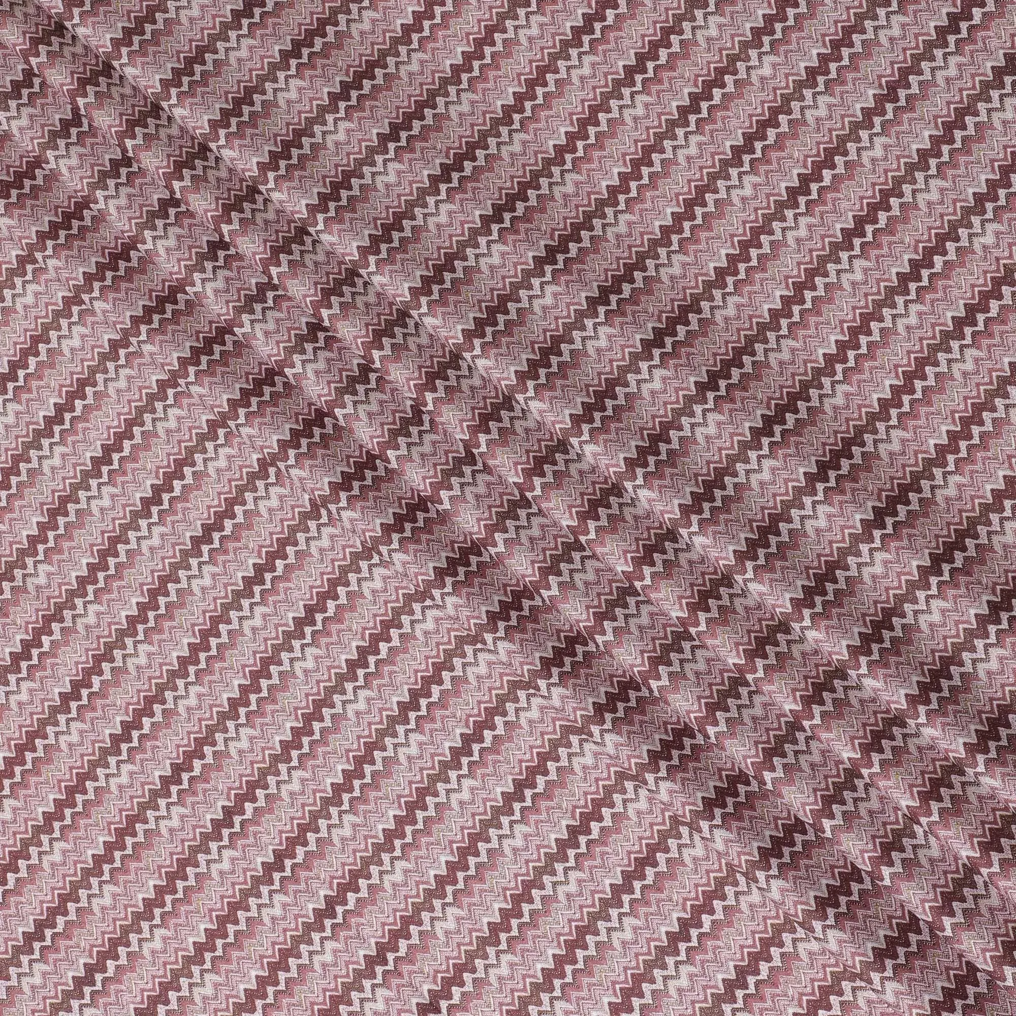 Cerise pink cotton satin fabric with multicolor print in abstract design-D15454