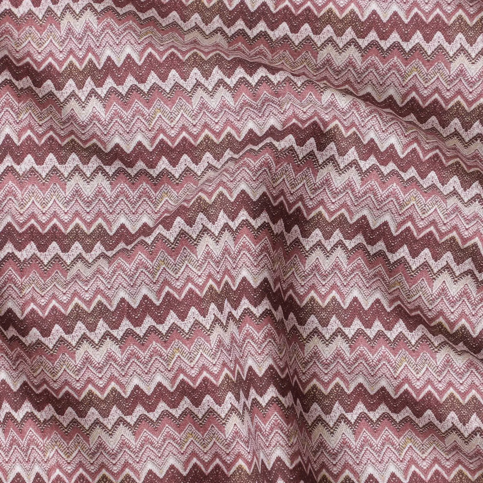 Cerise pink cotton satin fabric with multicolor print in abstract design-D15454