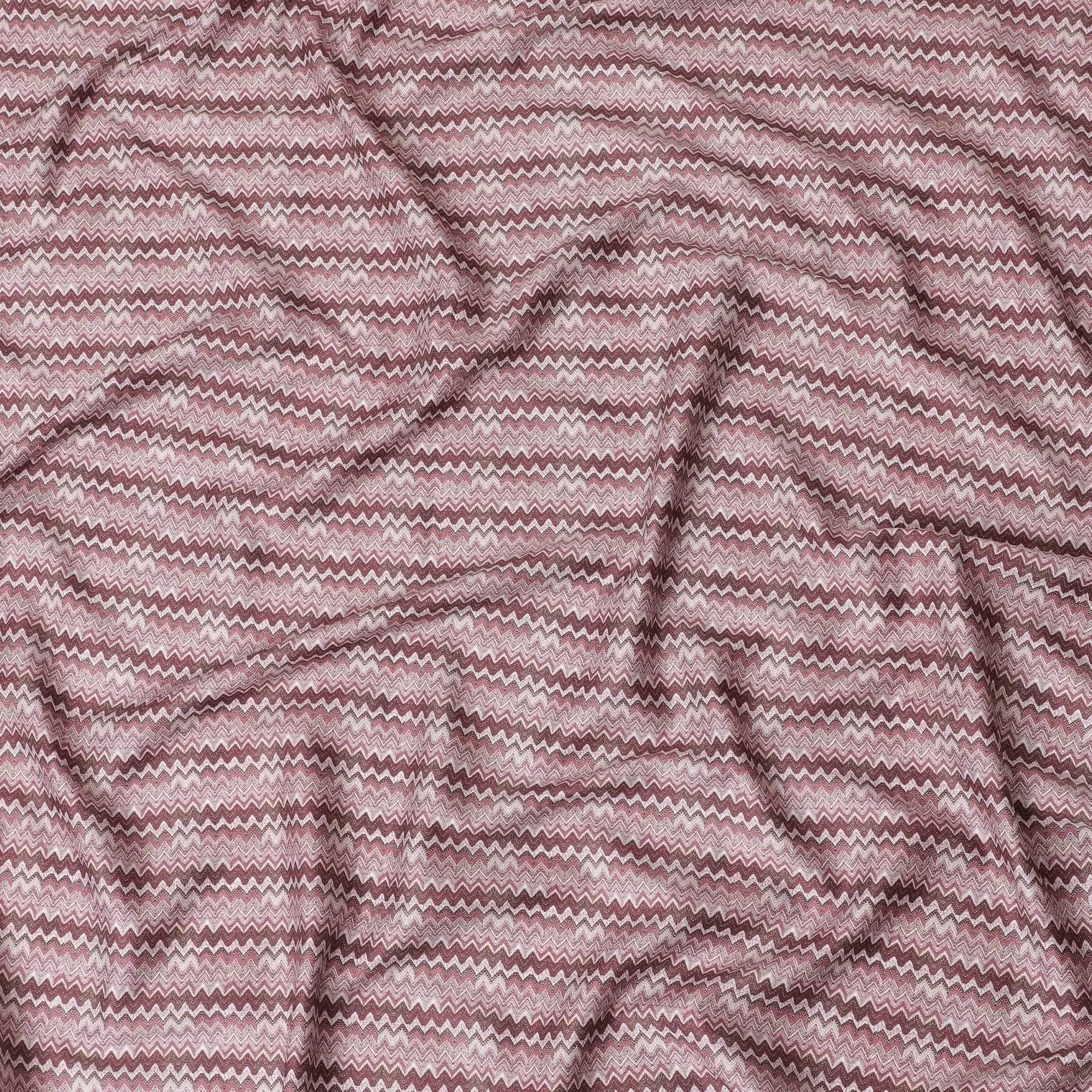 Cerise pink cotton satin fabric with multicolor print in abstract design-D15454