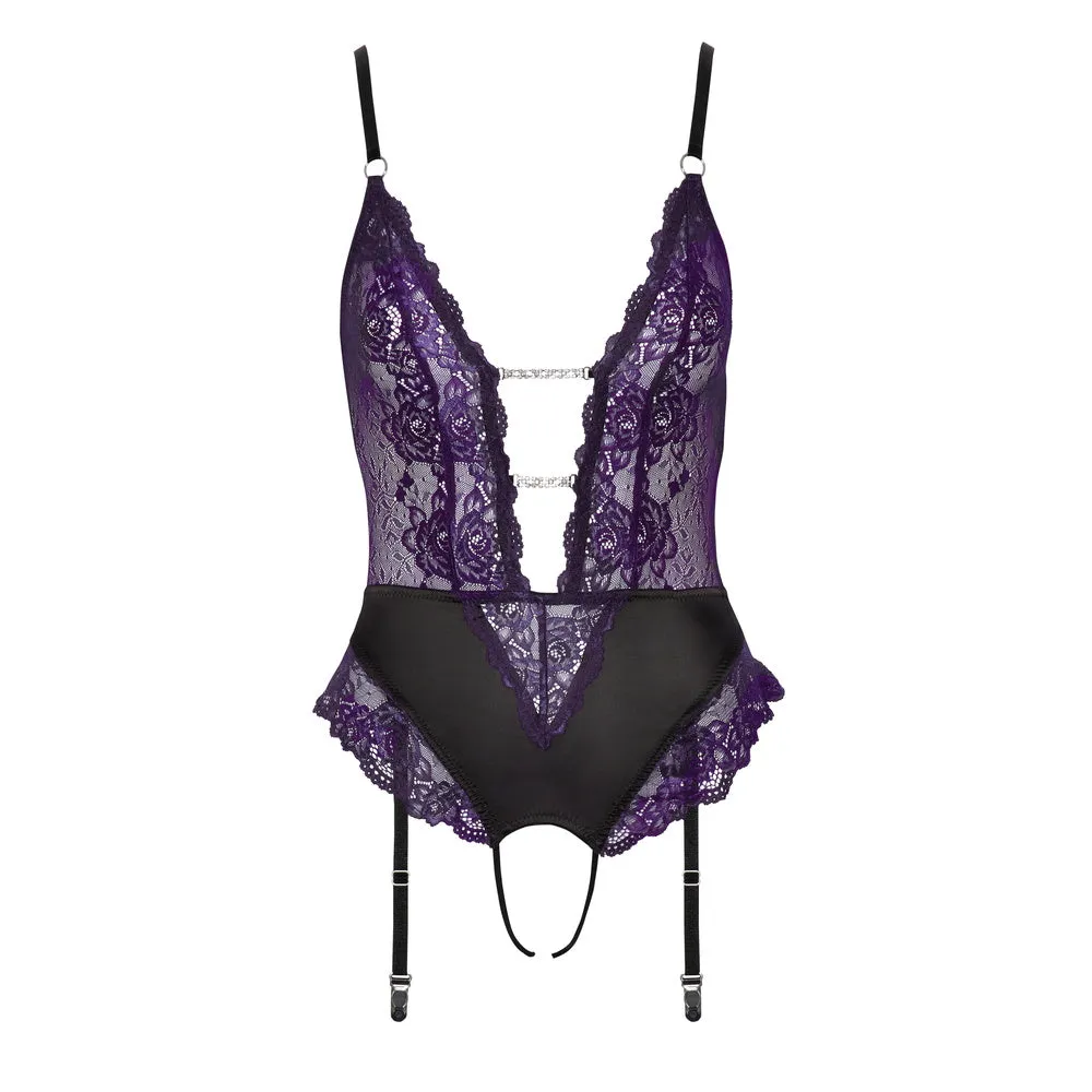Cottelli Crotchless Lace Body Purple
