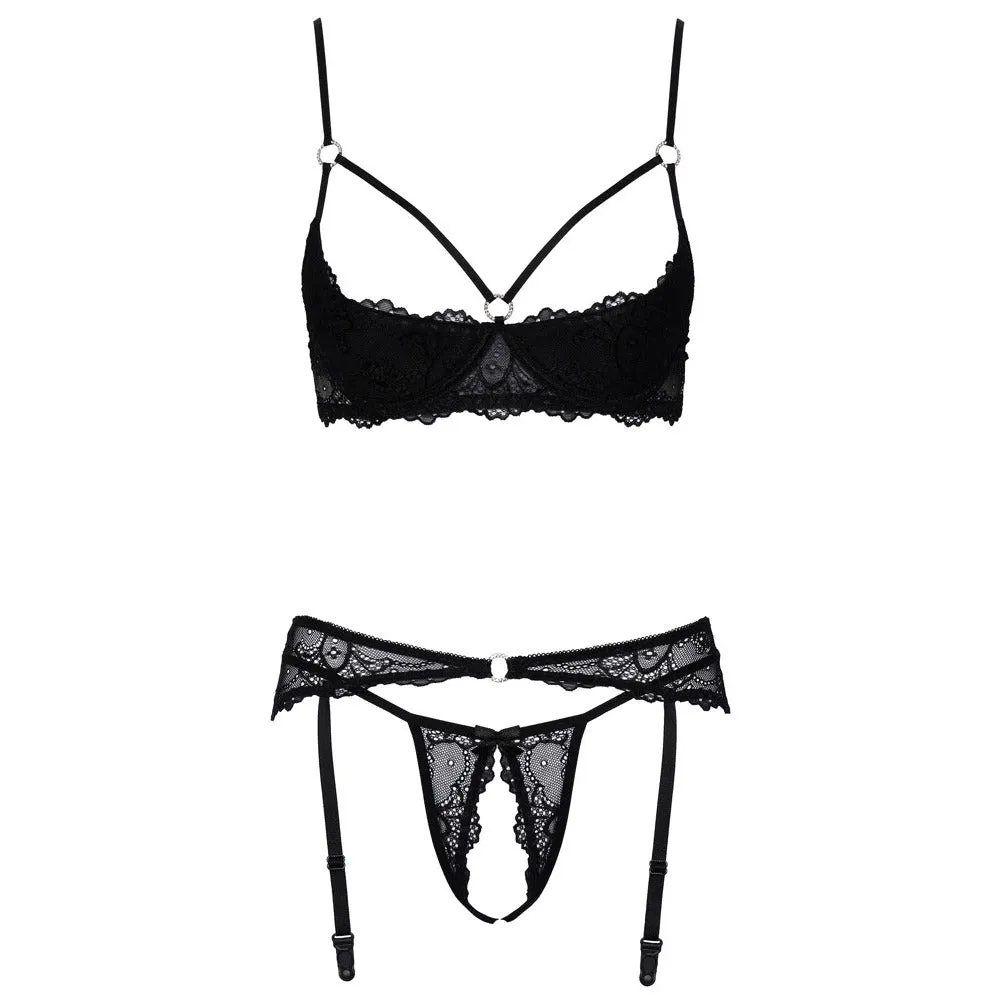 Cottelli Cupless And Crotchless Set Black