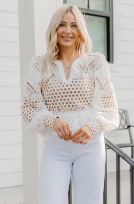 Crochet Lace Lantern Sleeve Top