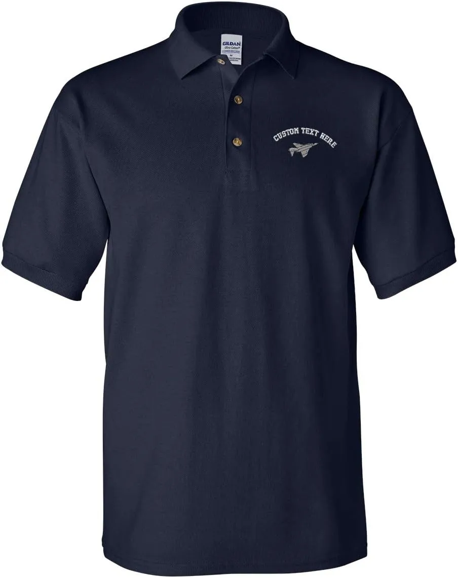 Custom Polo Shirt F-4 Phantom Silver Embroidery Design Cotton Golf Shirt for Men