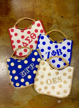 D9 & OES - Sorority Polka Dot Large Jute Bag