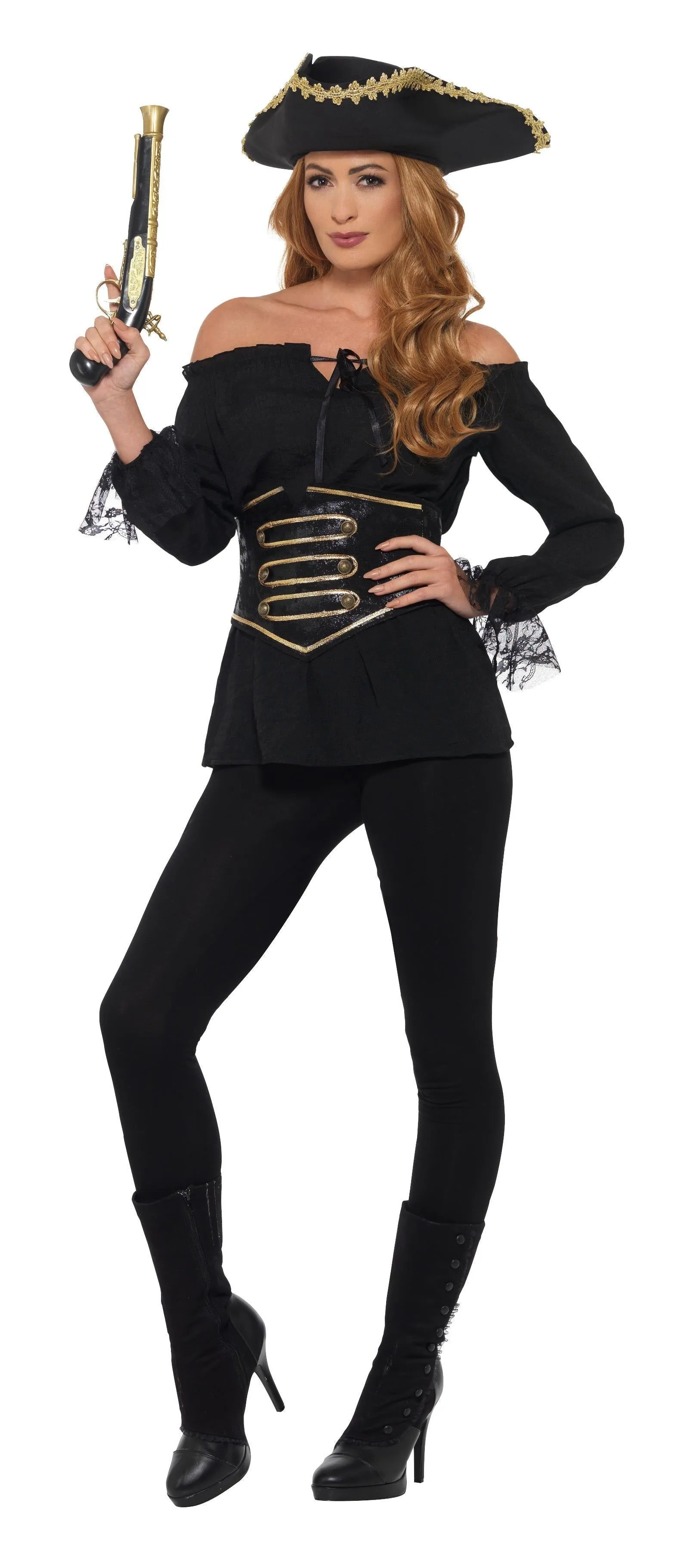Deluxe Pirate Shirt, Ladies, Black