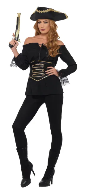Deluxe Pirate Shirt, Ladies, Black