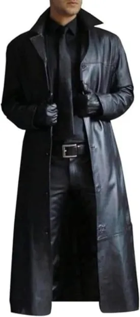 DGHM-JLMY Mens Solid Color Long Trench Coat Vintage Classic Long Windbreaker Steampunk Gothic Jacket Overcoat