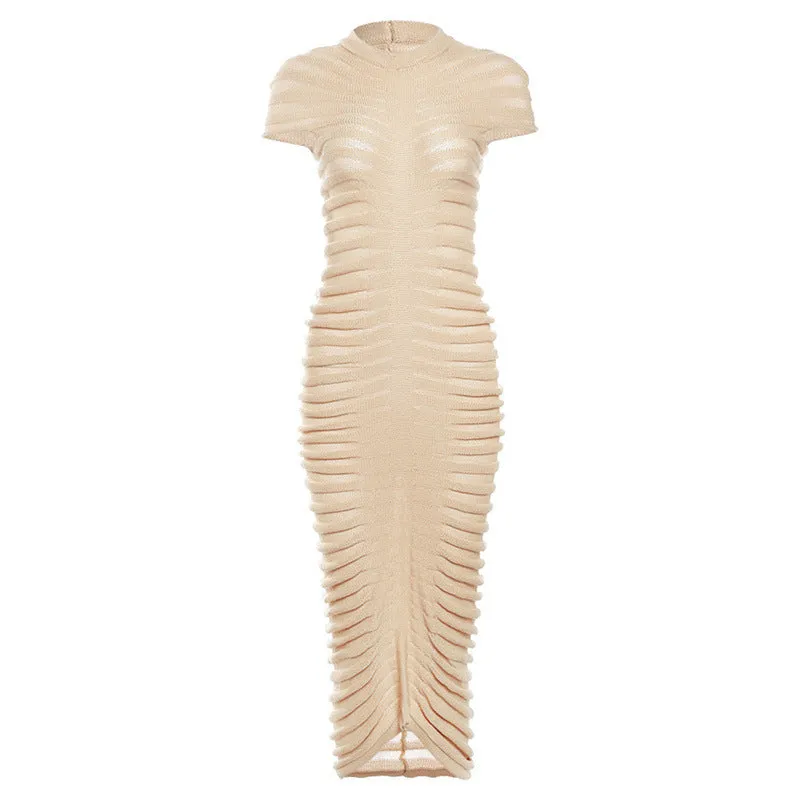 Fashion short-sleeved round neck slim dress