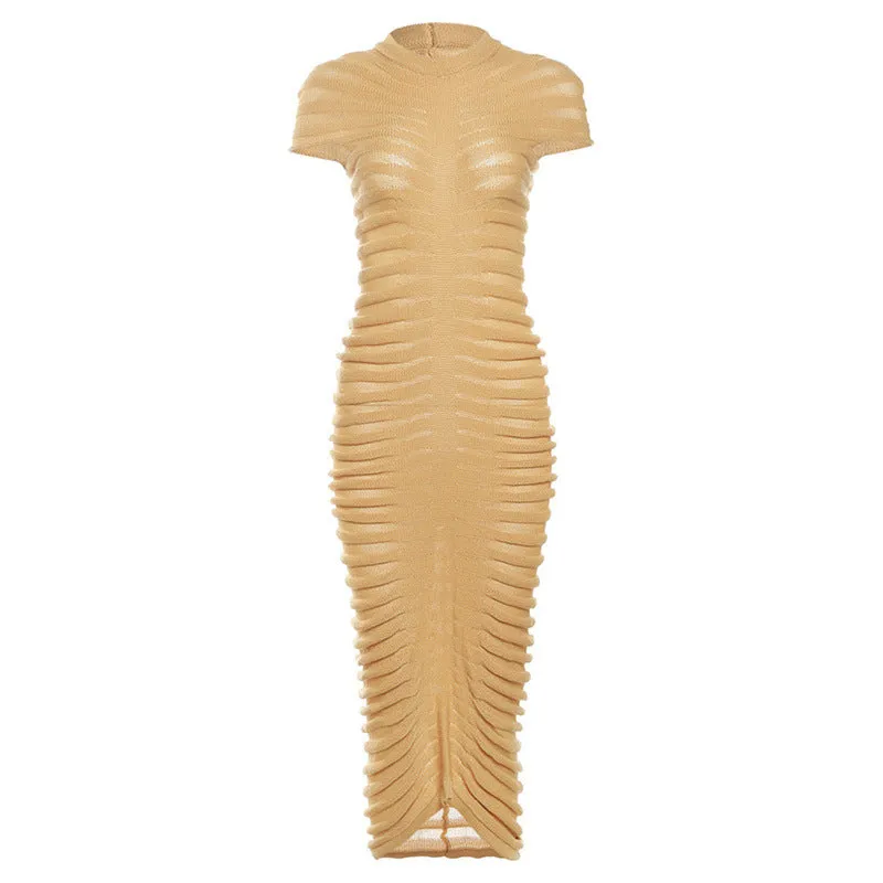 Fashion short-sleeved round neck slim dress