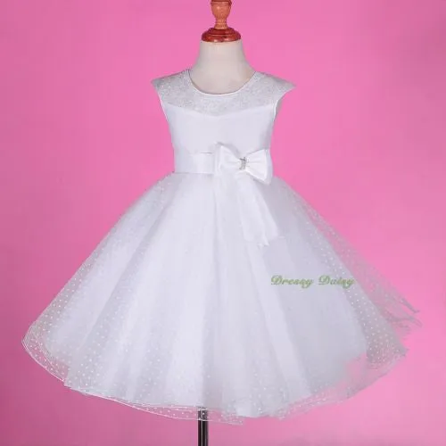 FG243 Girls' Polka Dot Pattern Tulle Flower Girl Pageant Dresses Size 2-8