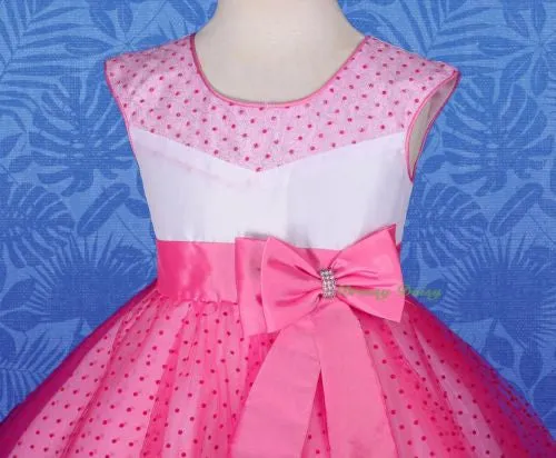 FG243 Girls' Polka Dot Pattern Tulle Flower Girl Pageant Dresses Size 2-8