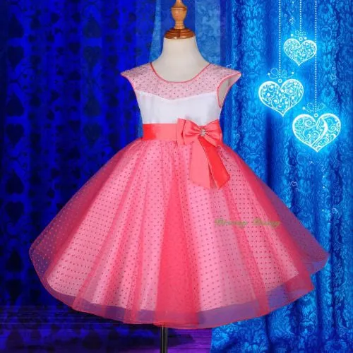 FG243 Girls' Polka Dot Pattern Tulle Flower Girl Pageant Dresses Size 2-8