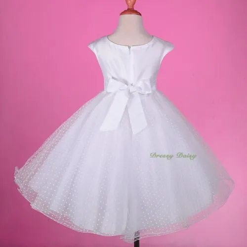 FG243 Girls' Polka Dot Pattern Tulle Flower Girl Pageant Dresses Size 2-8