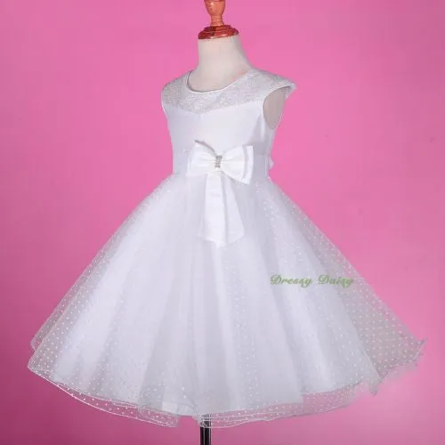 FG243 Girls' Polka Dot Pattern Tulle Flower Girl Pageant Dresses Size 2-8