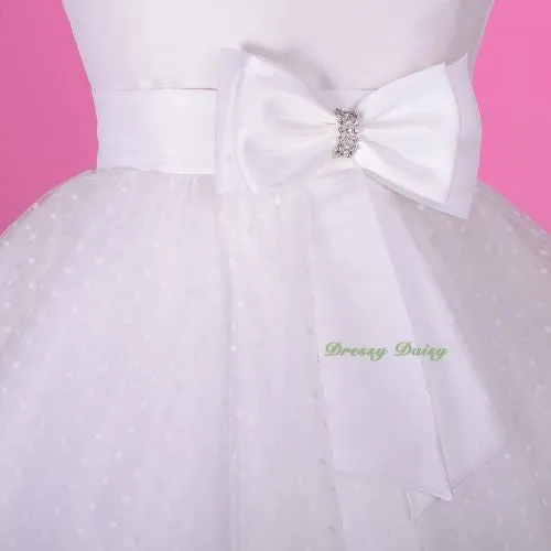FG243 Girls' Polka Dot Pattern Tulle Flower Girl Pageant Dresses Size 2-8