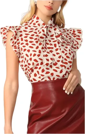 Floerns Women's Sleeveless Bow Tie Striped Summer Chiffon Blouse Top