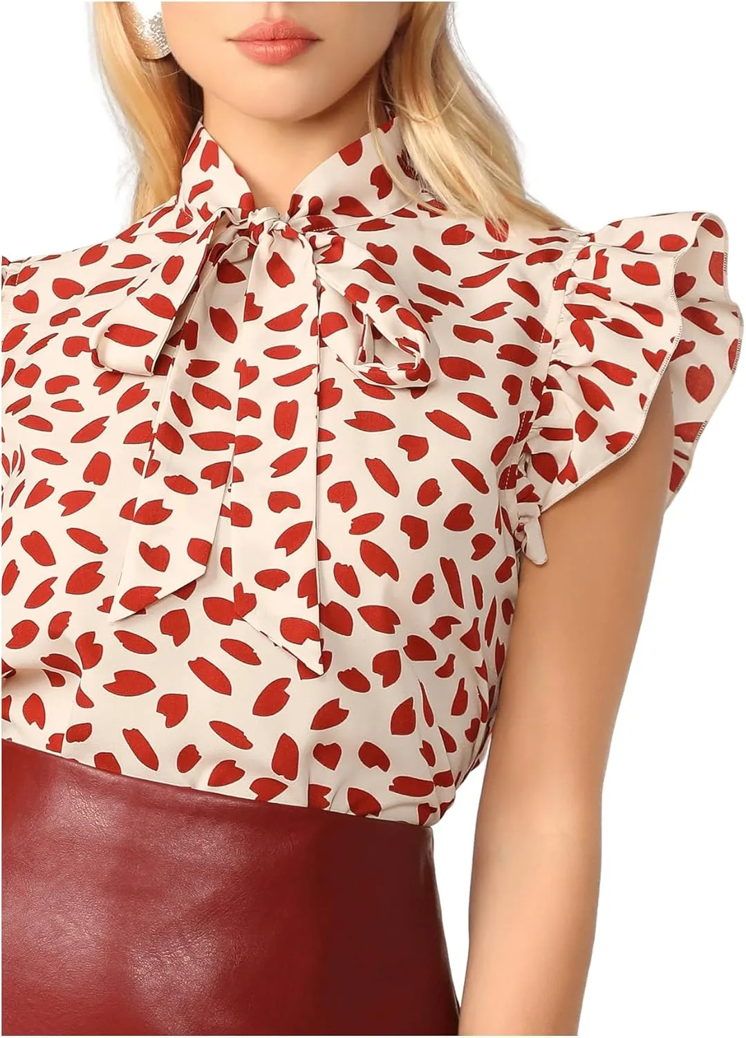 Floerns Women's Sleeveless Bow Tie Striped Summer Chiffon Blouse Top